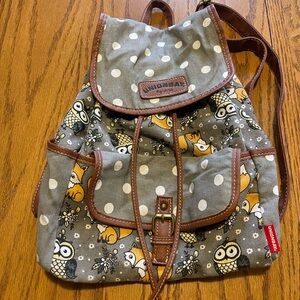 UNIONBAY Gray and Brown Owl Print Backpack